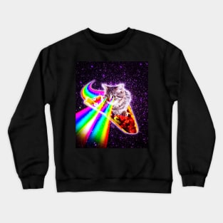 Rainbow Laser Eyes Galaxy Cat Riding Taco Crewneck Sweatshirt